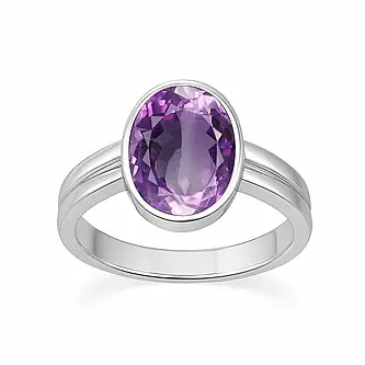 Oval Shape Amethyst 925 Silver Ring for Men