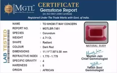 Natural African Ruby - 4.71 Carat  Limited Quality  BR-7461