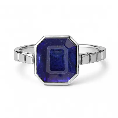 Royal Collection Sterling Silver Blue Sapphire Ring for Women