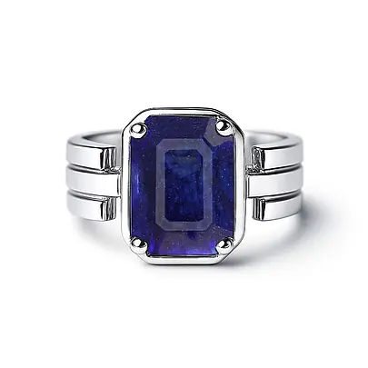 Elegant 925 Silver Neelam (Blue Sapphire) Ring for Her