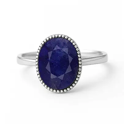 Modern Blue Sapphire Sterling Silver Ring for Women