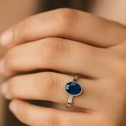 Royal 925 Sterling Silver Blue Sapphire Women’s Ring