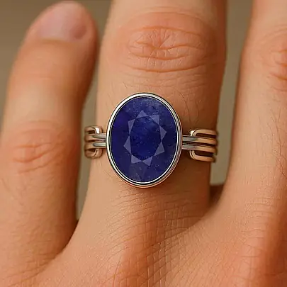 Luxury Royal Blue Sapphire Sterling Silver Ring for Female