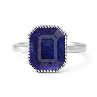 Unique Crafted Sterling Silver Blue Sapphire Stone Ring for Men