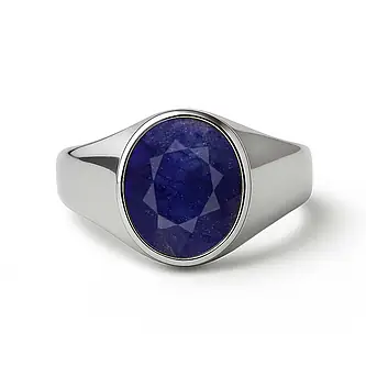 Oval Shape Blue Sapphire 925 Silver Ring for Men