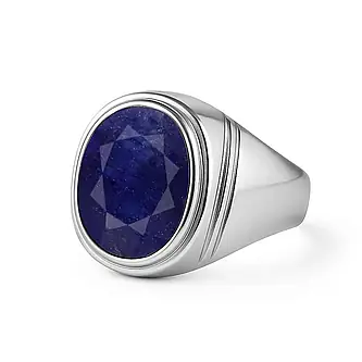 Authentic 925 Sterling Silver Blue Sapphire Ring for Him