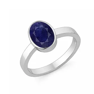 925 Sterling Silver Neelam (Blue Sapphire) Ring for Him