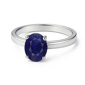 Pure 925 Sterling Silver Blue Sapphire Ring for Men