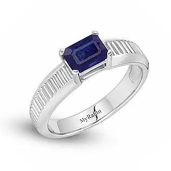 MGA Silver Bend Blue Sapphire Ring For Him