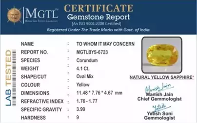 Yellow Sapphire - BYS 6723 (Origin - Thailand) Limited - Quality