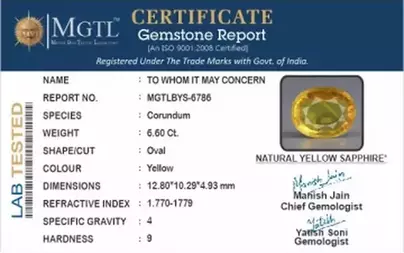 Thailand Yellow Sapphire - 6.60 Carat Limited Quality BYS-6786