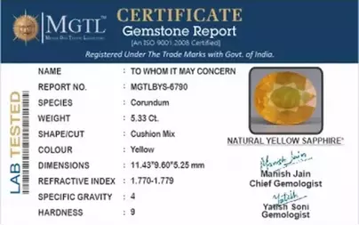 Thailand Yellow Sapphire - 5.33 Carat Prime Quality BYS-6790