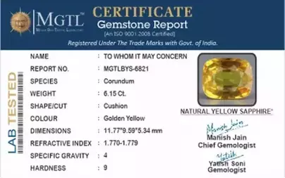 Thailand Yellow Sapphire - 6.15 Carat Rare Quality BYS-6821