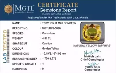 Thailand Yellow Sapphire - 4.51 Carat Rare Quality BYS-6826