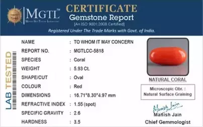 Italian Red Coral - 5.93 Carat Rare-Quality CC-5818