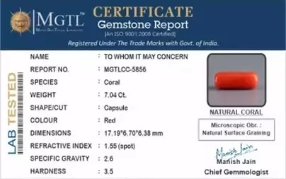 Italian Red Coral - 7.04 Carat Prime Quality CC-5856