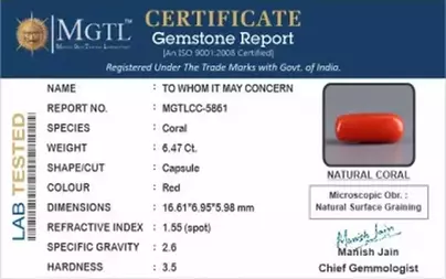 Italian Red Coral - 6.47 Carat Prime Quality CC-5861