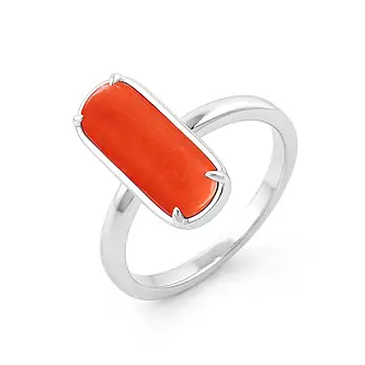 Traditional 925 Silver Red Coral (Moonga) Ring for Women