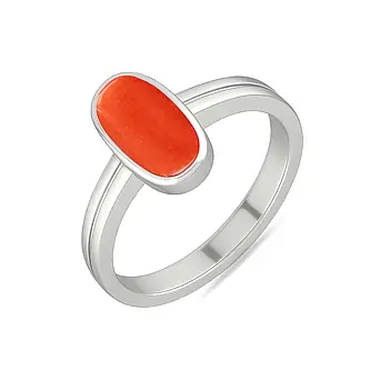 Classic 925 Silver Red Coral Ring For Men