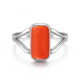 Handcrafted Sterling Silver Premium Red Coral Men’s Ring