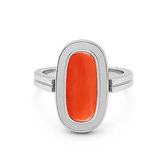 Vintage 925 Sterling Silver Red Coral Men’s Ring