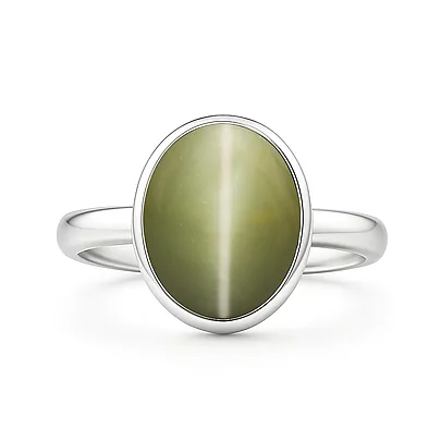 Elegant 925 Silver Lehsuniya (Cat's Eye) Stone Ring for Her
