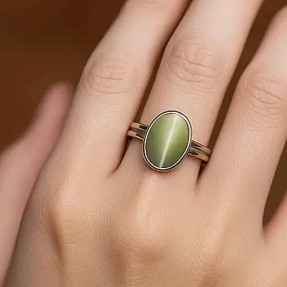 Grand Heritage 925 Sterling Silver Cat's Eye Stone Ladies’ Ring