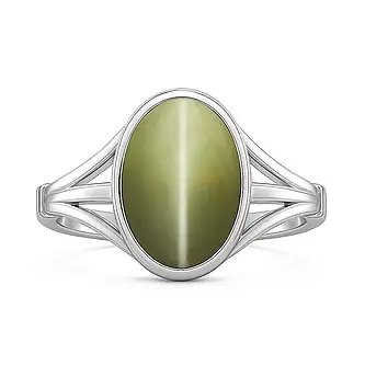 Classic Regal 925 Sterling Silver Lehsuniya (Cat's Eye) Women’s Ring
