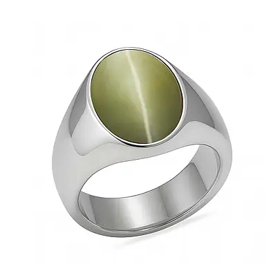 Elegant Sterling Silver Cat's Eye Men’s Ring