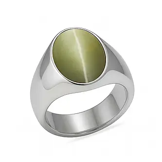 Elegant Sterling Silver Cat's Eye Men’s Ring