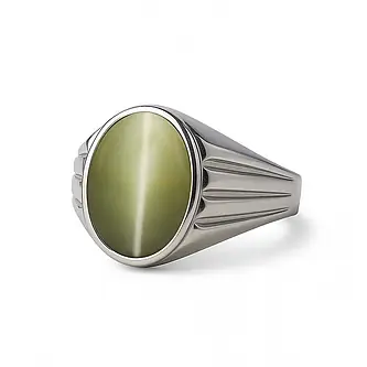 Premium Sterling Silver Cat's Eye Men’s Ring
