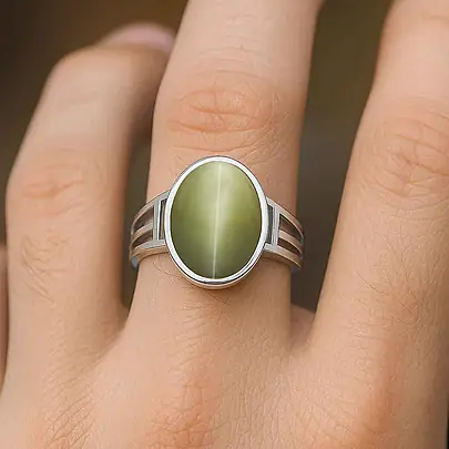 Bold Designer 925 Silver Cat's Eye Ring for Him