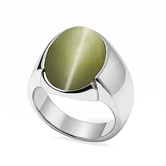 Oval Shape Cat's Eye 925 Silver Ring for Men