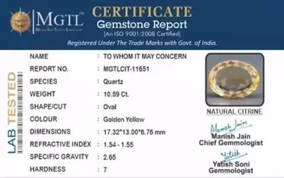 Brazilian Citrine - 10.59 Carat Limited Quality CIT-11651