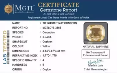 Ceylon Yellow Sapphire - 3.04 Carat Limited Quality CYS-3865