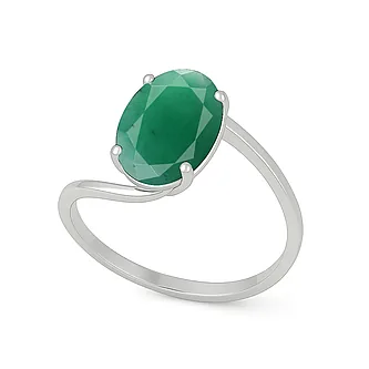 Modern Sterling Silver Emerald Gemstone Women’s Ring