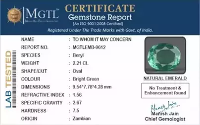 Zambian Emerald - 2.21 Carat Limited Quality  EMD-9612