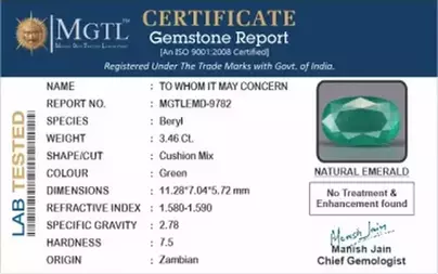 Zambian Emerald - 3.46 Carat Prime Quality  EMD-9782