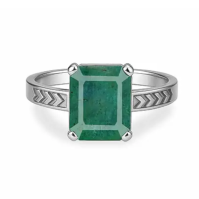 Elegant Sterling Silver Emerald Men’s Ring