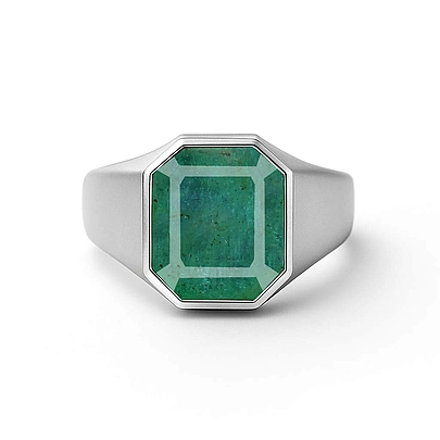 Bold & Stylish 925 Silver Emerald Men’s Ring