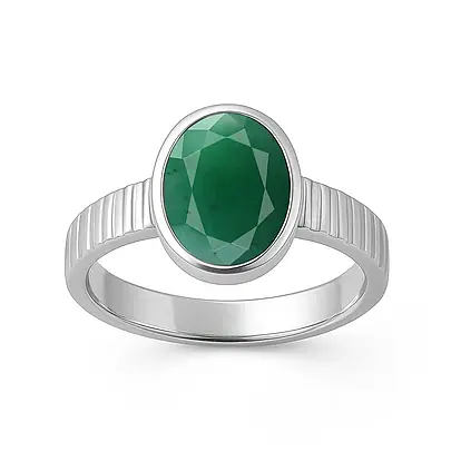 Classic Sterling Silver Emerald Gemstone Ring for Male