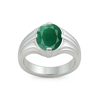 Bold Designer 925 Silver Emerald Ring for Him