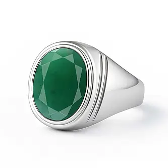 Authentic 925 Sterling Silver Emerald Ring for Him