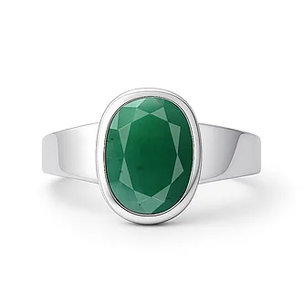 Modern Sterling Silver Emerald Panna Ratna Men’s Ring