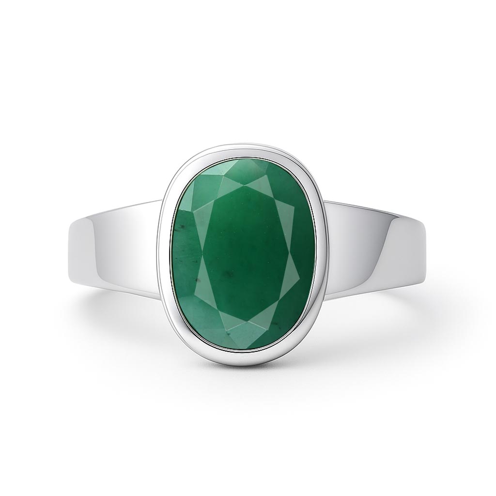Shop Modern Sterling Silver Emerald Panna Ratna Men's Ring Online