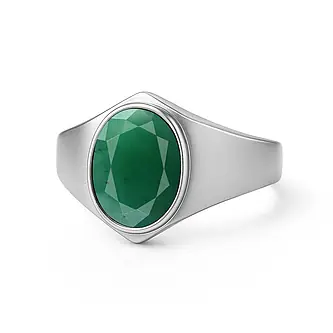 Elegant Sterling Silver Emerald (Panna) Ring for Men