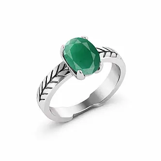 925 Pure Sterling Silver Men's Emerald Ring