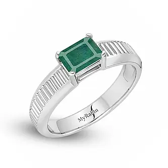 MGA Silver Bend Emerald Ring For Him
