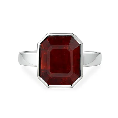 Stylish 925 Sterling Silver Hessonite Gomed Gemstone Ring For Female