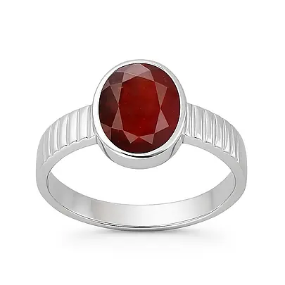 Designer Sterling Silver Hessonite Gomed Gemstone Ring for Her